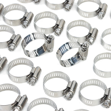 LTWFITTING 17-32mm Stainless Steel 316 Hose Clamp, Adjustable Worm Gear Clamps for Automotive Radiator Fuel Line Plumbing Intercooler and Mechanical Applications (Pack of 30)